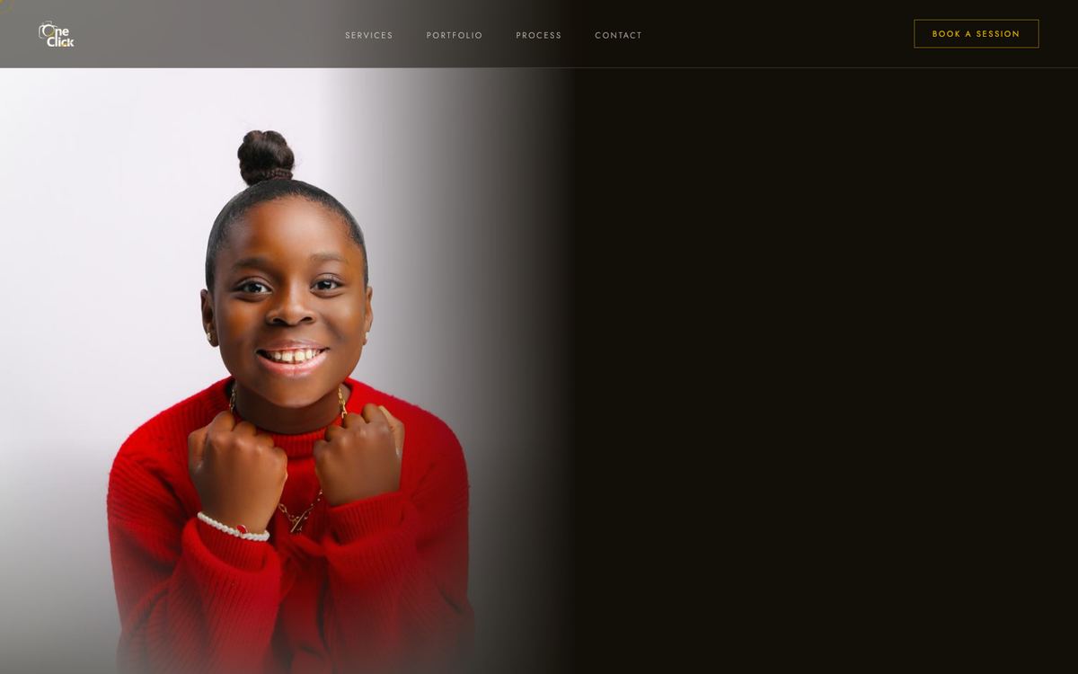 Oneclick Studios photography website homepage
